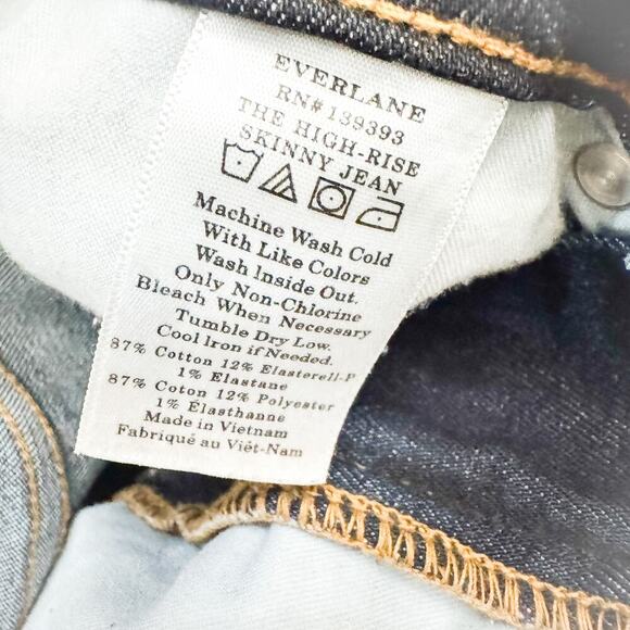 Everlane The High-Rise Skinny Jean Dark Wash Denim Zip Fly Size 27 Ankle - Picture 7 of 8